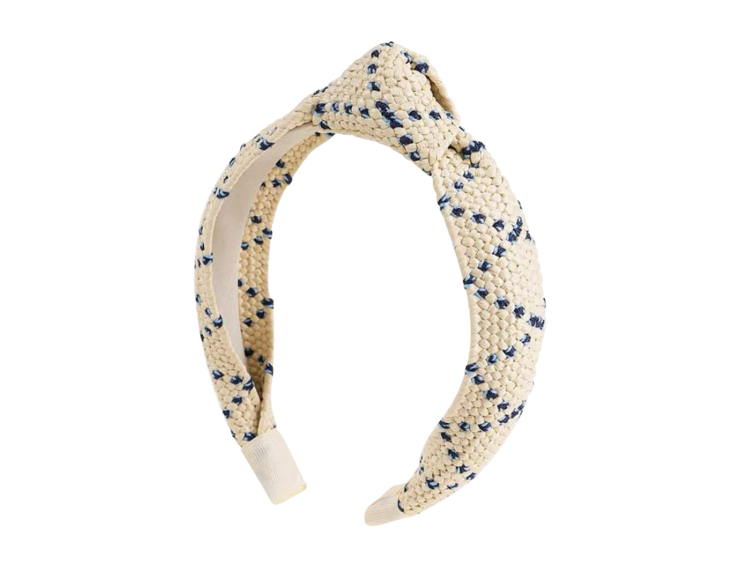 WS Headband Knot - Rattan with Blue