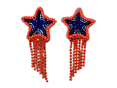 Star Rhinestone Dangle - Orange and Blue