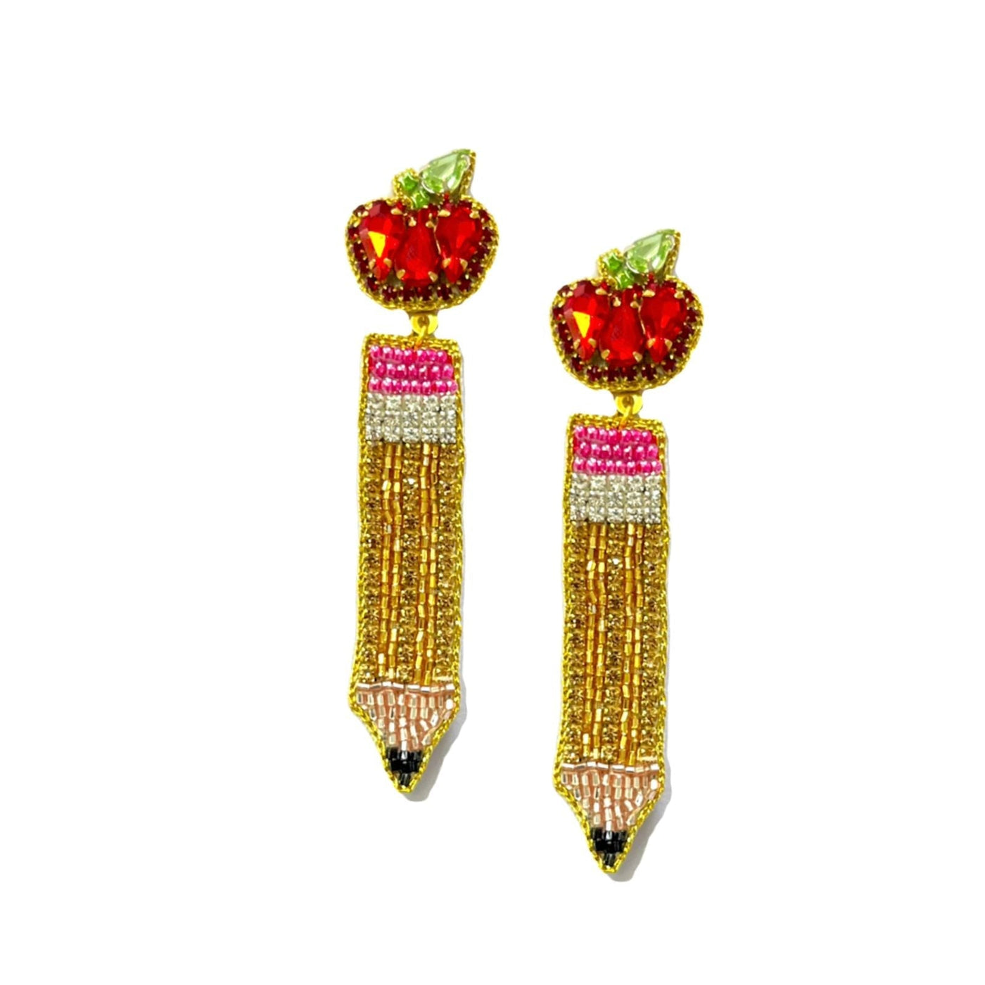 WS Pencil with Apple Earrings