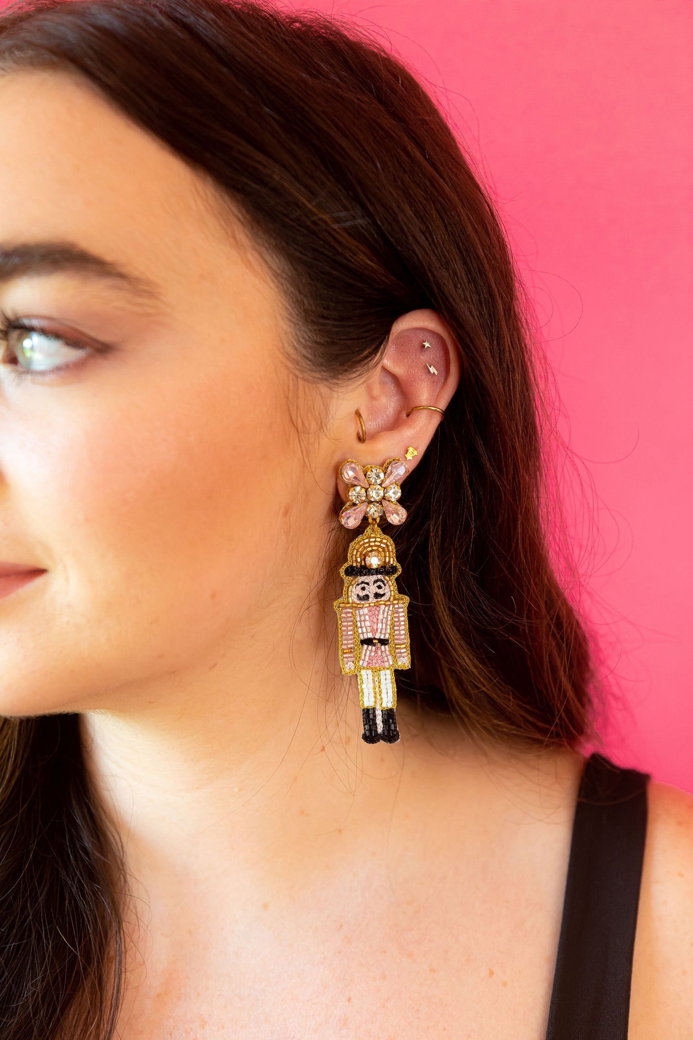 Christmas Nutcracker Earrings - Pink