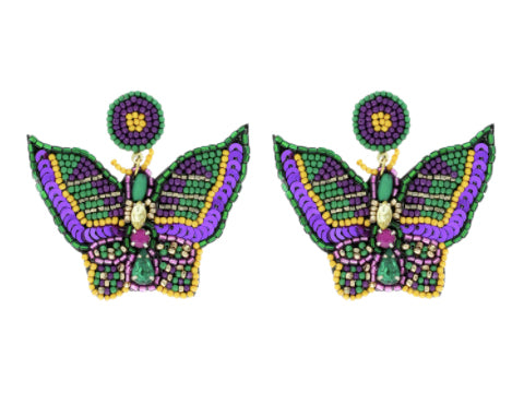 WS Mardi Gras Butterfly Earrings