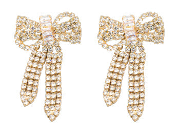 Large Rhinestone Bow Earrings