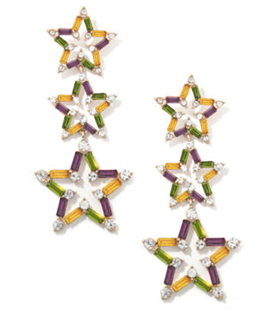WS Mardi Gras Stars  Earrings- Multi
