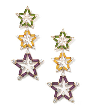 WS Mardi Gras Stars  Earrings - Solid