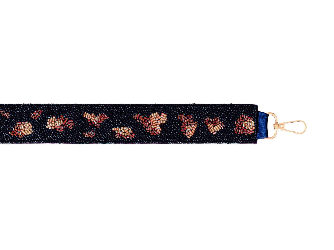 Seed Bead Bag Strap - Black Leopard