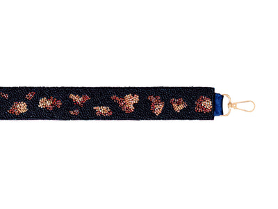 Seed Bead Bag Strap - Black Leopard