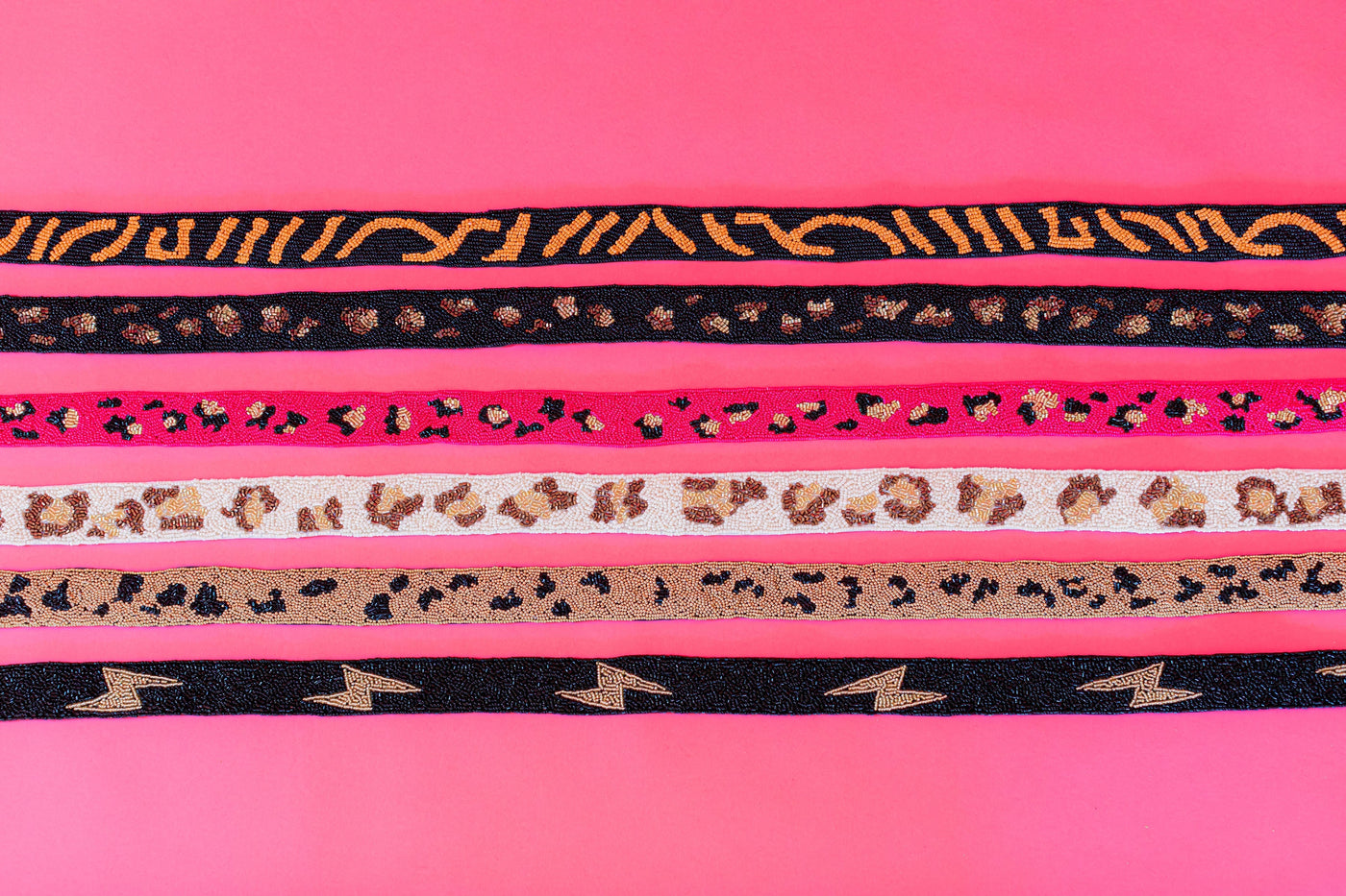 Seed Bead Bag Strap - Black Leopard