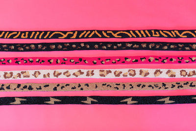 Seed Bead Bag Strap - Black Leopard