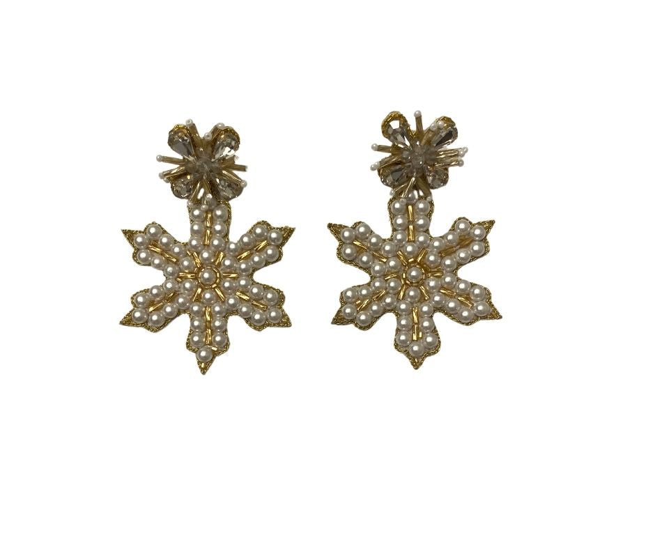 Christmas Pearl Snowflake Earrings